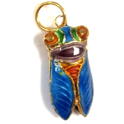 ENAMEL CICADA 13X29MM LIGHT BLUE